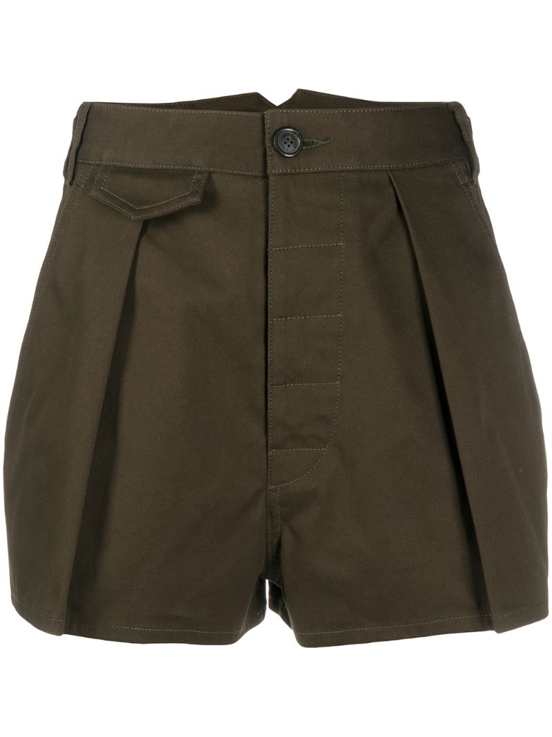 Dsquared2 High-rise Pleated Shorts In Green