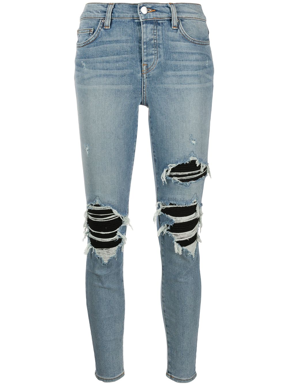 Amiri High Rise Skinny Fit Distressed Jeans In Blue