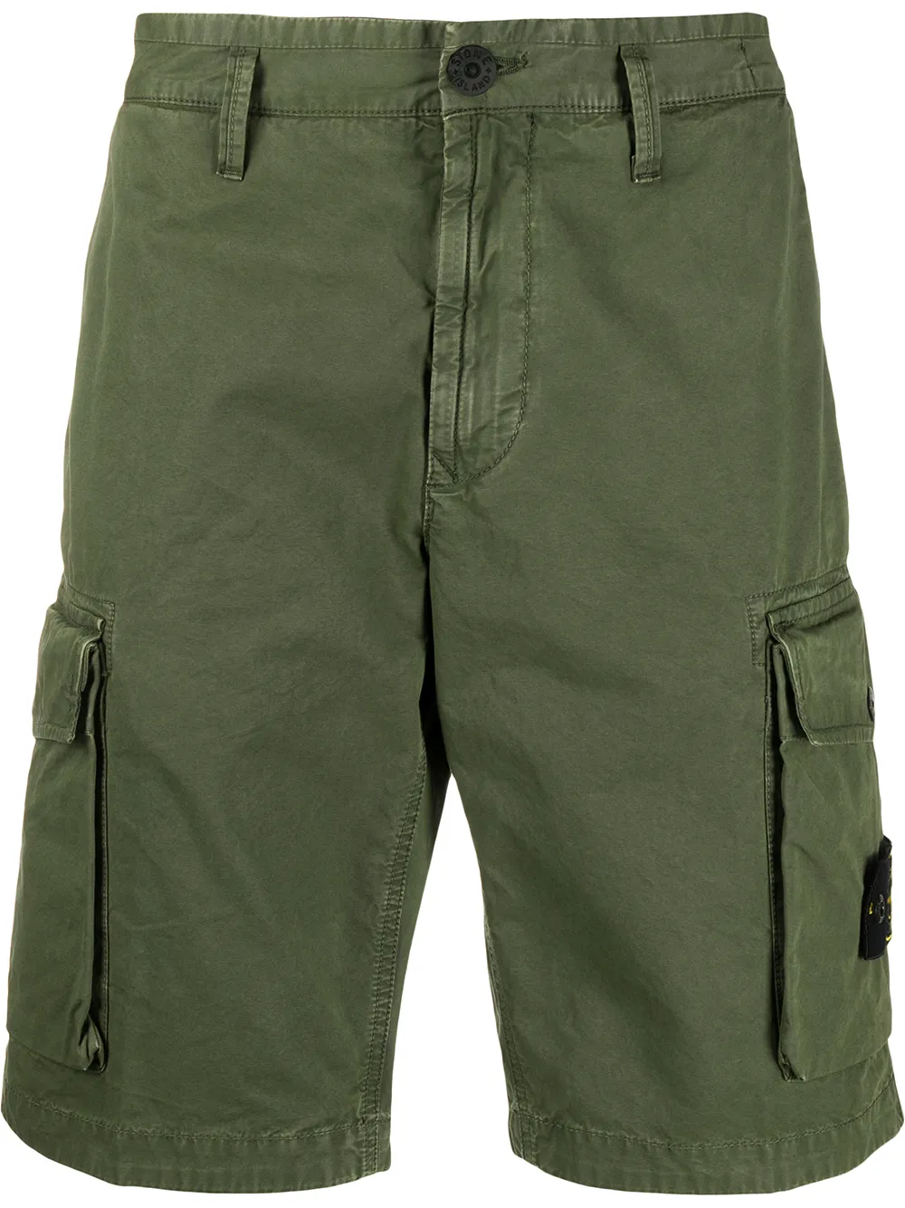 Stone Island Logo Patch Cargo Shorts In Green