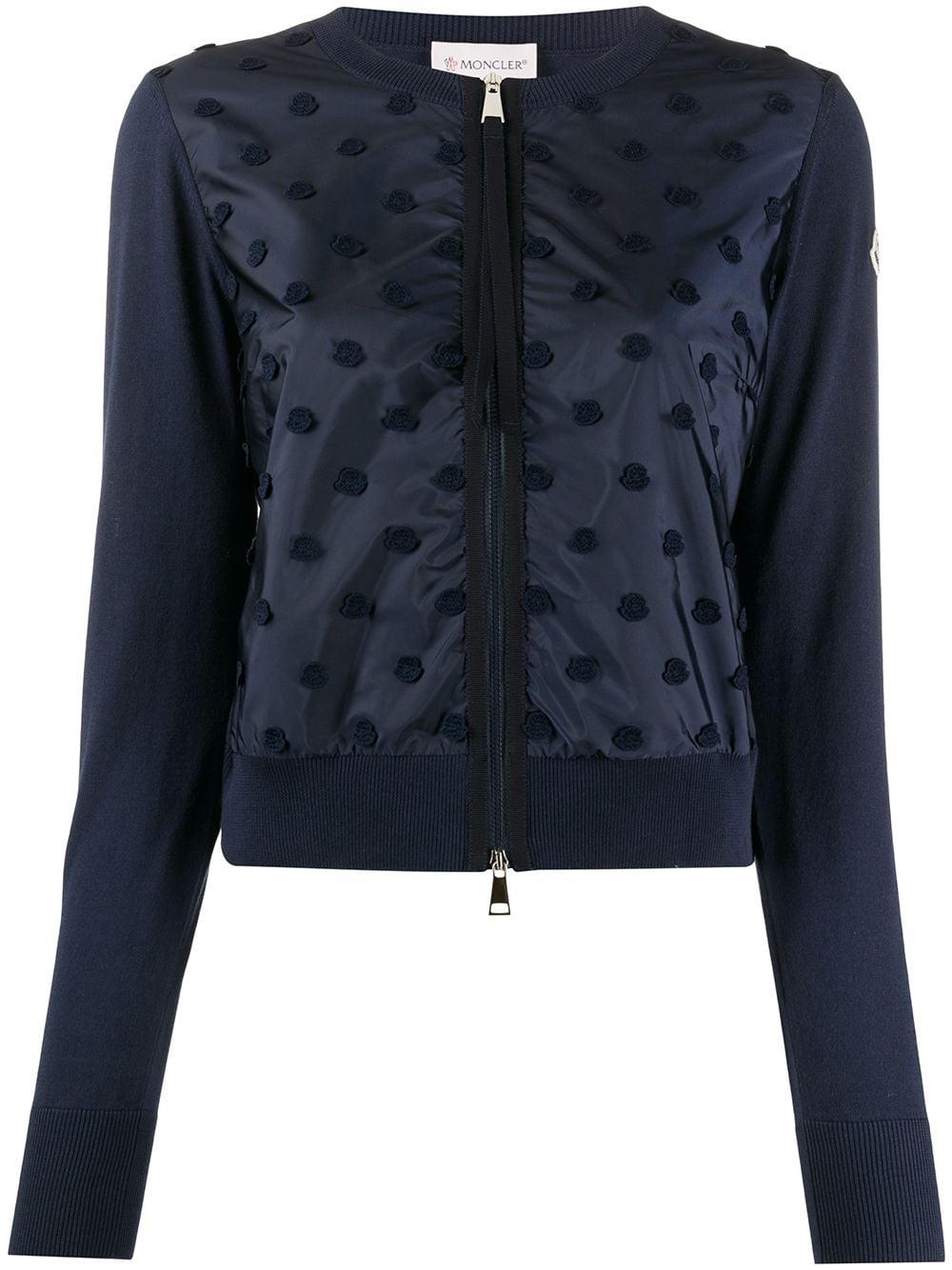 Moncler Logo Zipped Cardigan In Blue