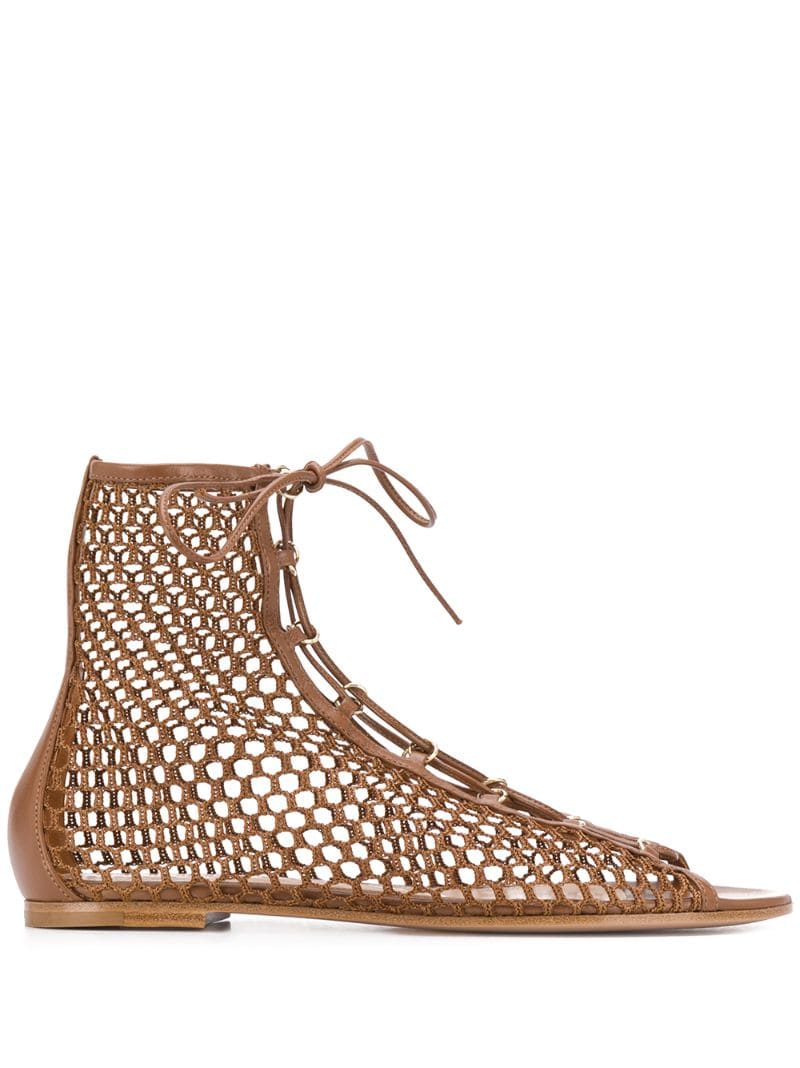 Gianvito Rossi Caged Lace-up Sandals In Brown
