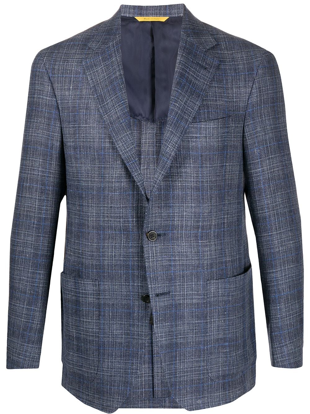 Canali Woven Check Blazer In Blue