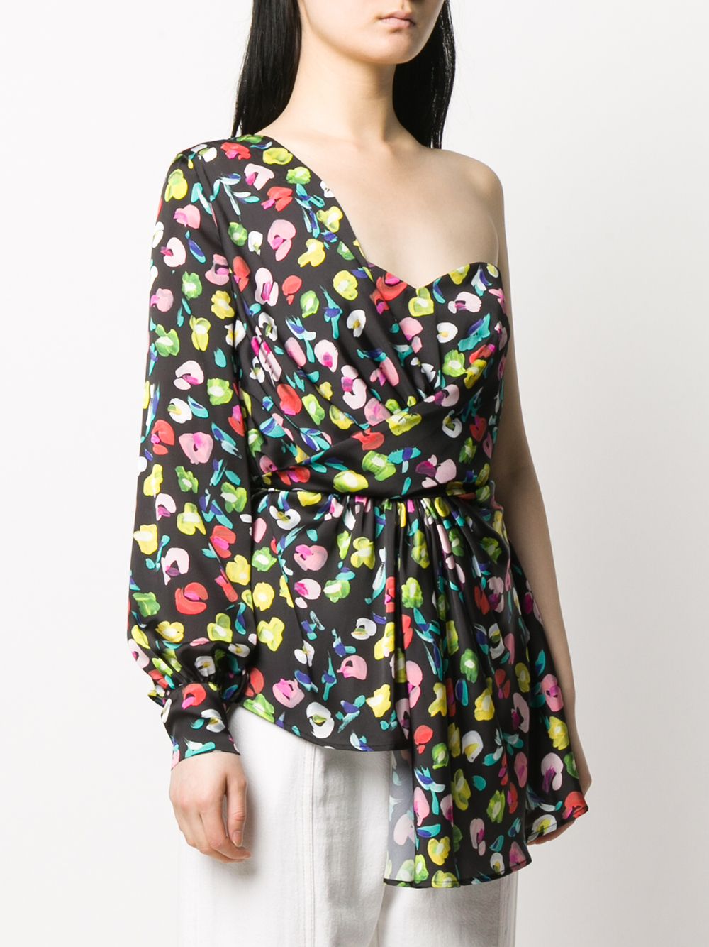 фото Amen one shoulder floral print blouse