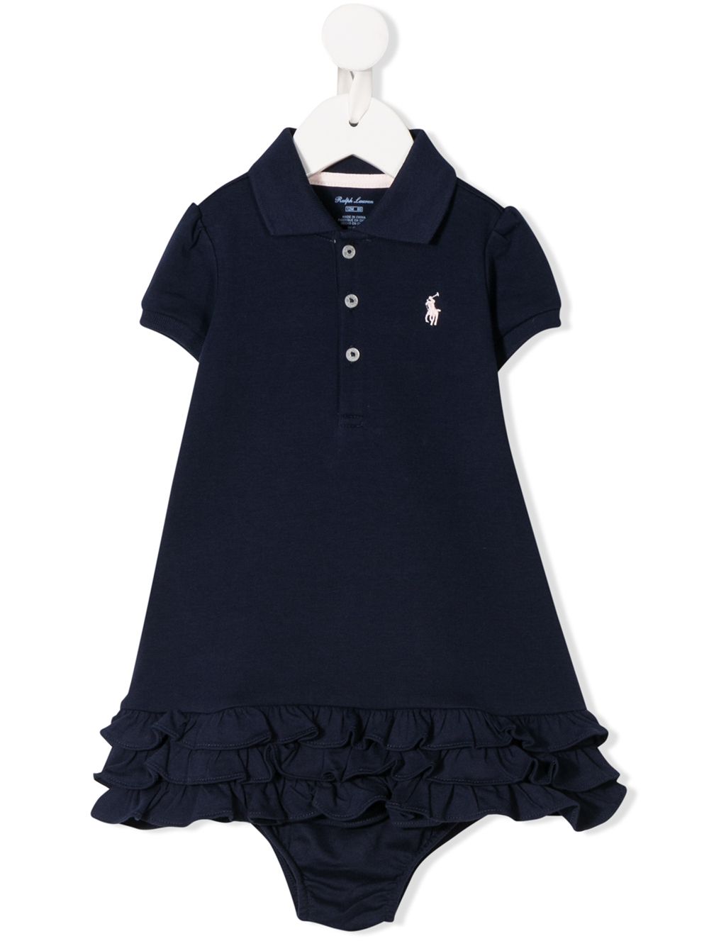 

Ralph Lauren Kids vestido con logo bordado y dobladillo asimétrico - Azul