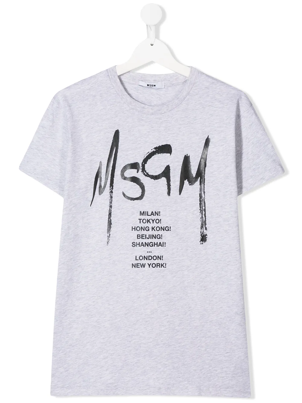 Msgm Teen Logo Print T-shirt In Grey