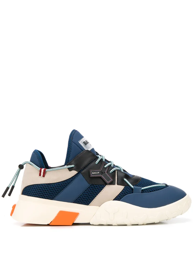 Bally – contrast panel toggle detail sneakers – men – Leather/Polyester/Rubber – 5, 9 – Blue
