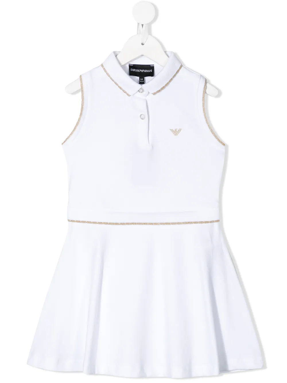 

Emporio Armani Kids metallic-trimmed sleeveless polo dress - White