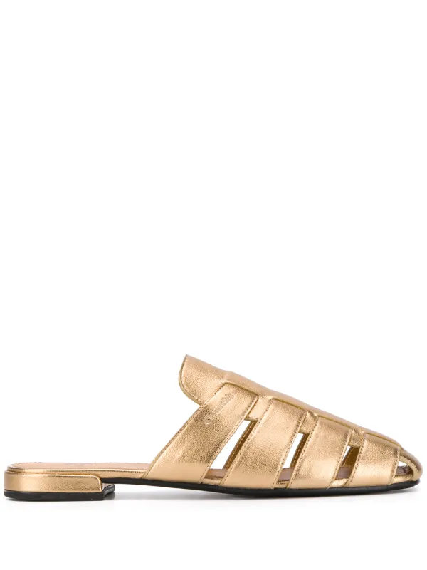 gold mule sandals