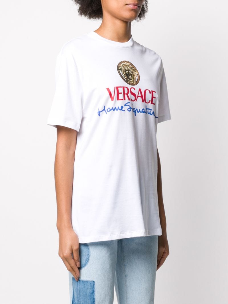 Shop Versace Logo Print T-shirt In White