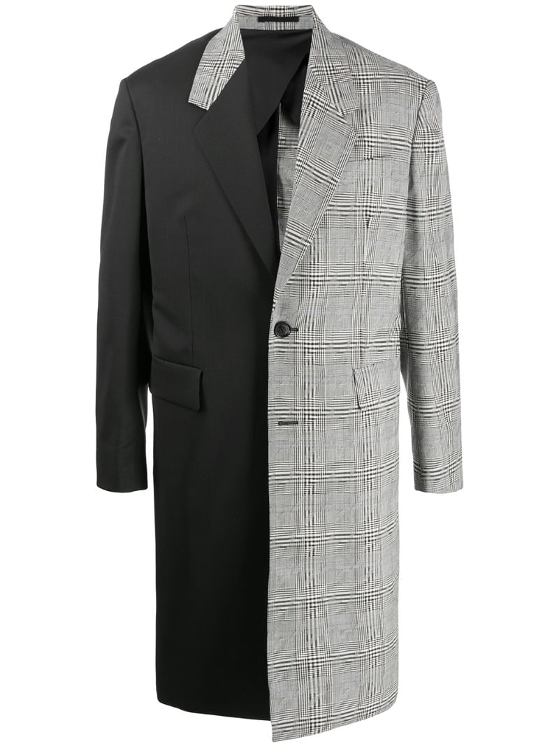 Versace Contrast Single-breasted Coat In Black