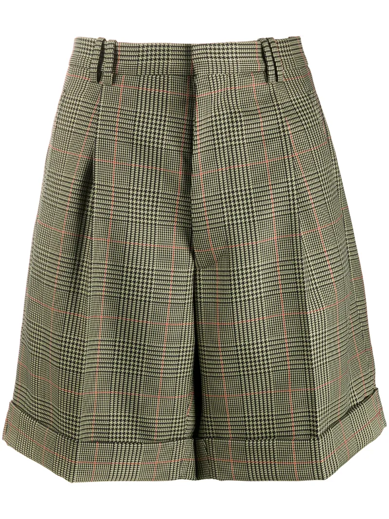 MAISON MARGIELA CHECKED HIGH-WAISTED SHORTS