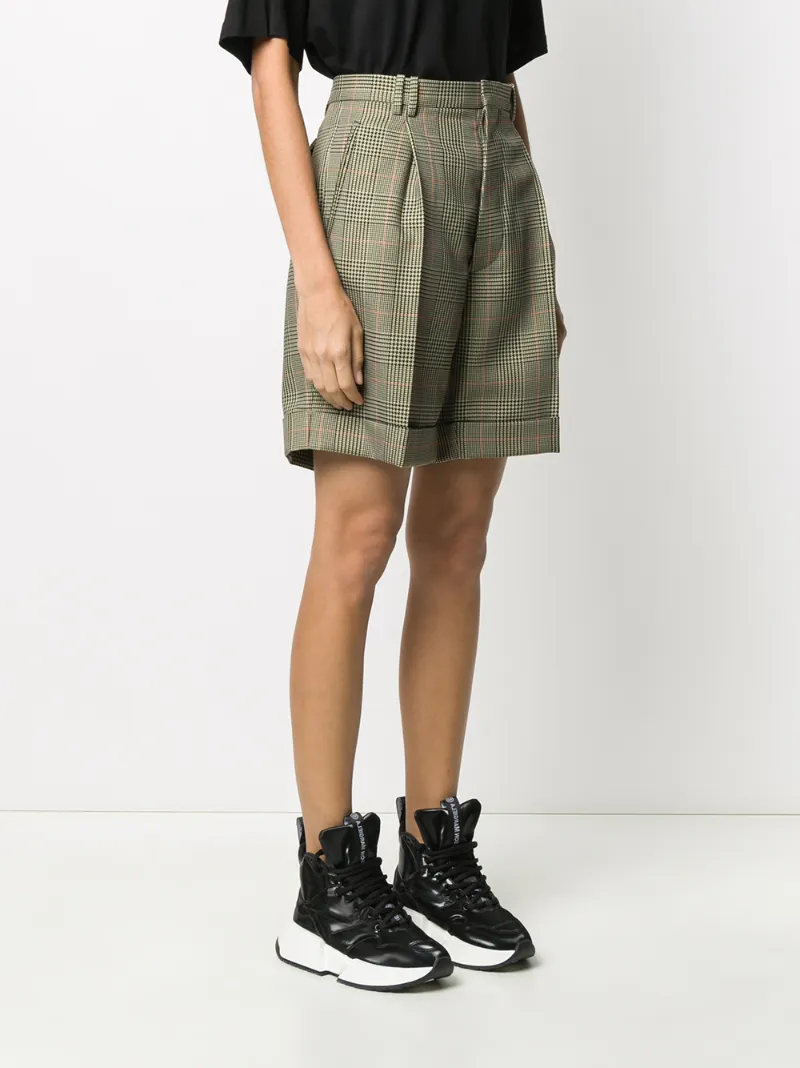 MAISON MARGIELA CHECKED HIGH-WAISTED SHORTS