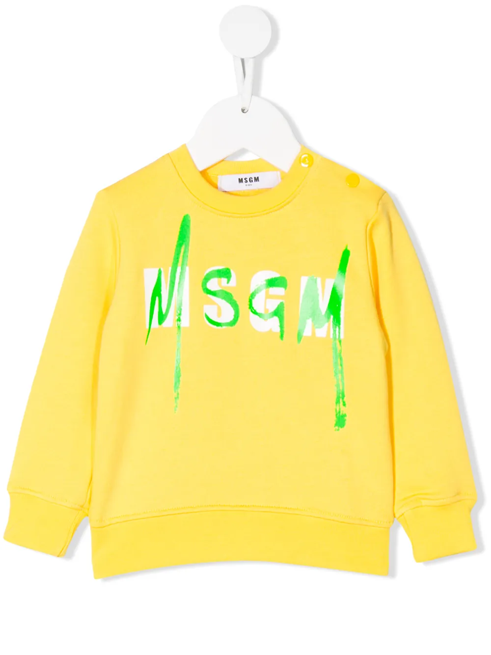 Msgm Babies' Paint Brushed Logo Sweatshirt In Gialla