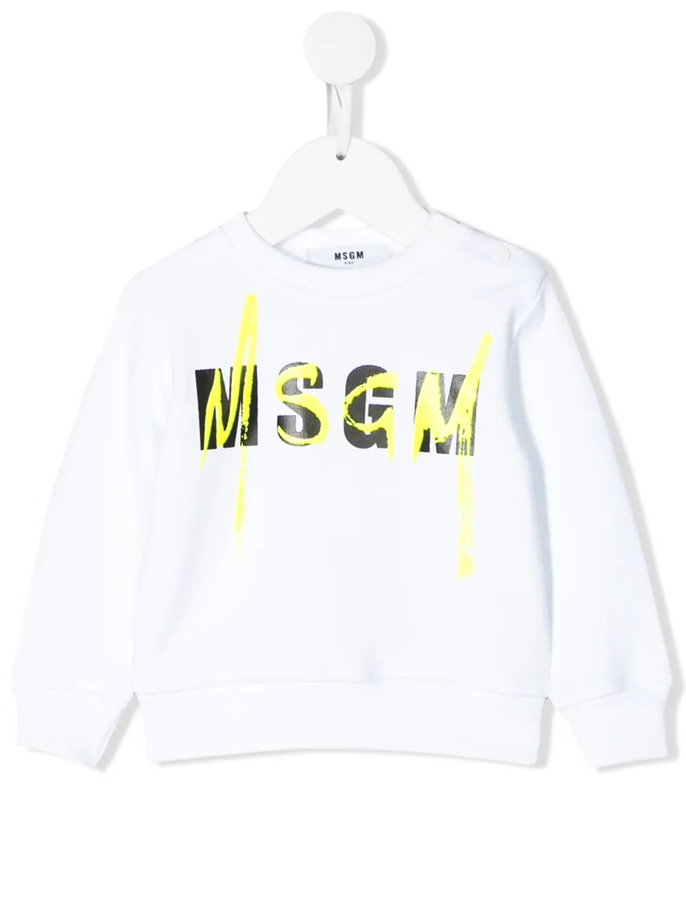Msgm Babies' Paint Brushed Logo Sweatshirt In Bianca