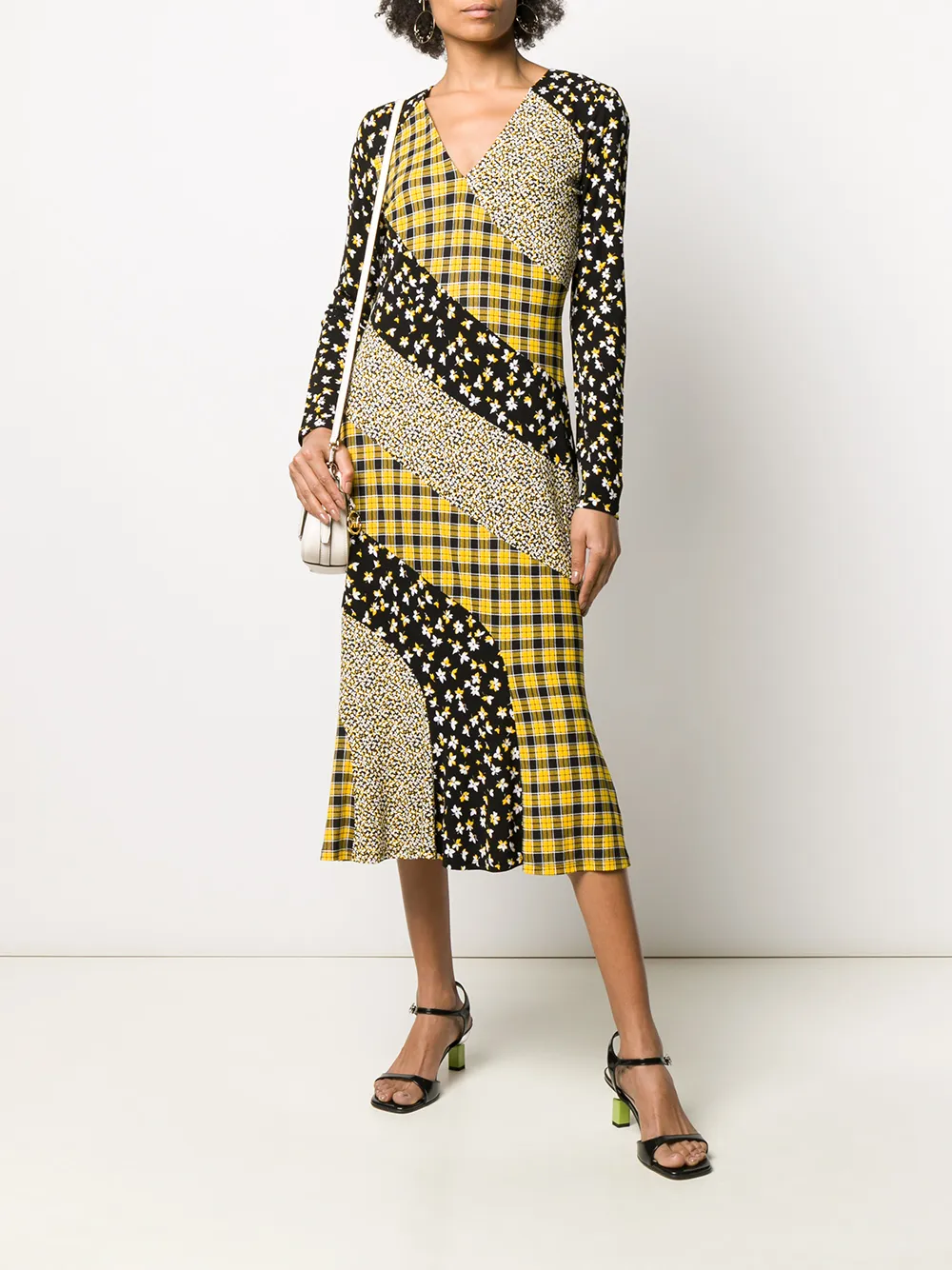 Michael Michael Kors Midi-jurk met vlakken - Zwart