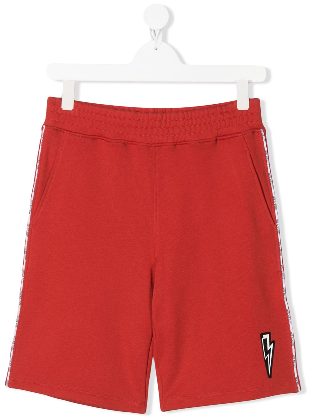 Neil Barrett Teen Logo Trimmed Track Shorts In Red