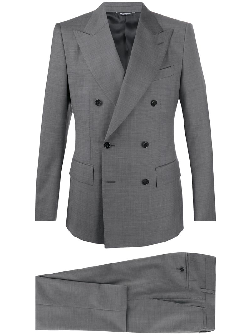 Shop Dolce & Gabbana Two-piece Double-breasted Suit In Grey