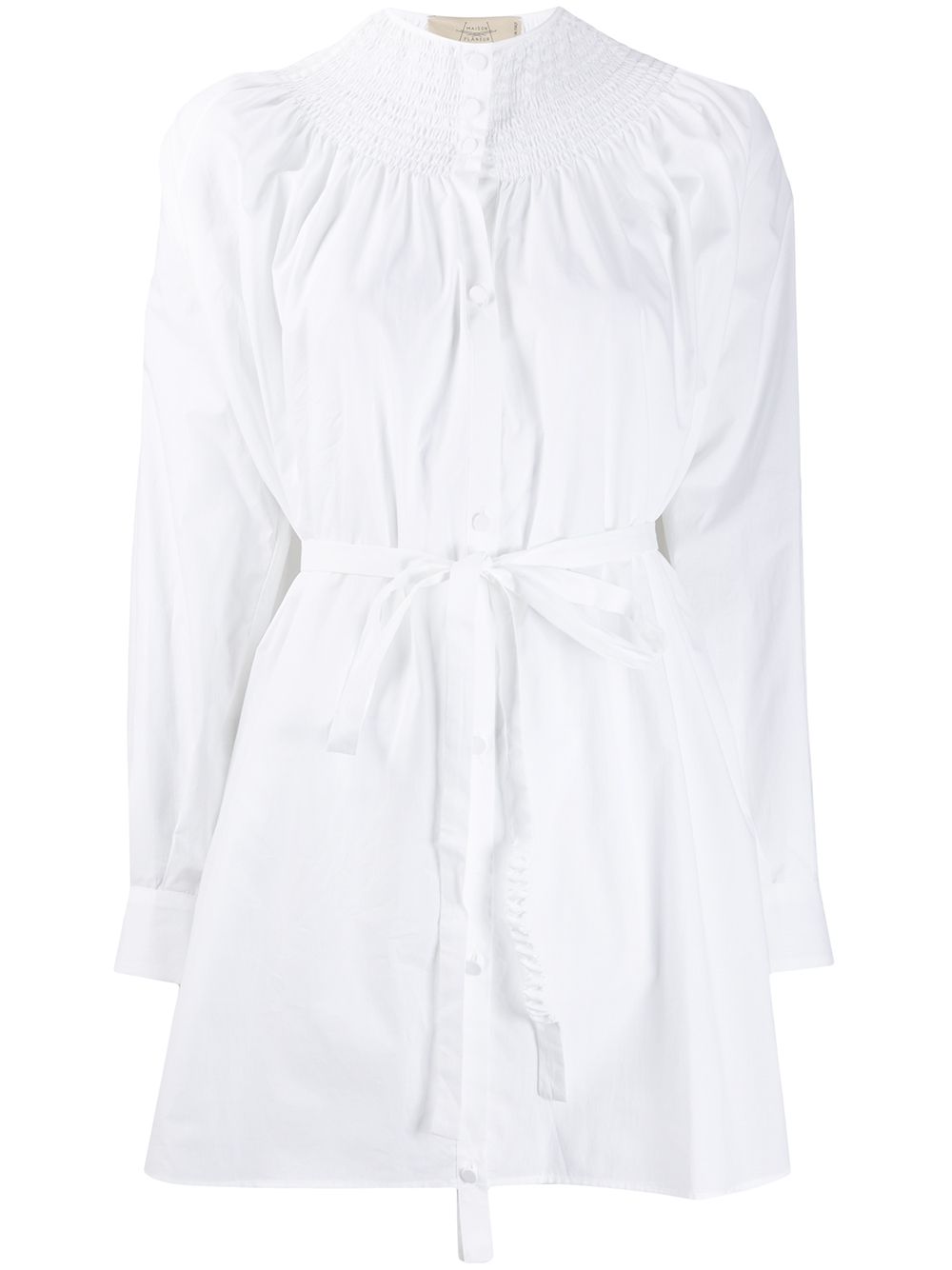Shop Maison Flaneur Tied-waist Lose-fit Shirt In White