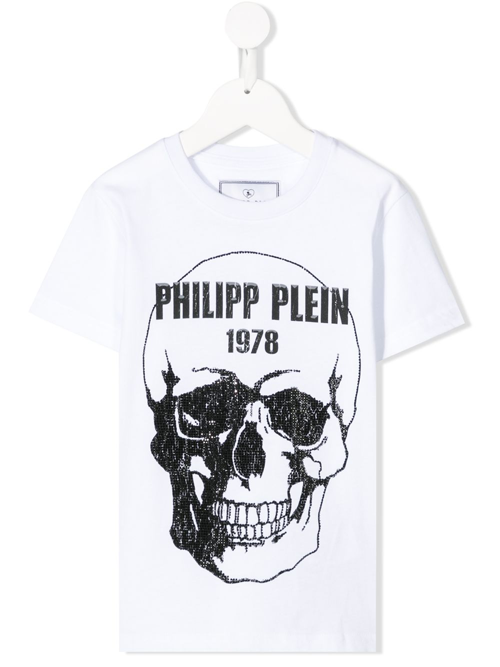 Philipp Plein Kids' Crystal Embellished Skull T-shirt In White