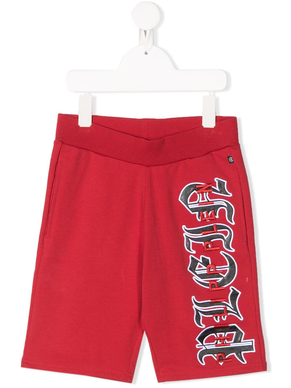 Shop Philipp Plein Gothic Logo Print Bermuda Shorts In Red