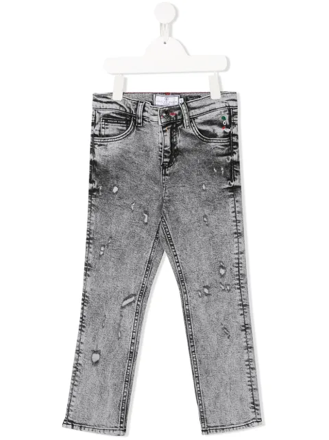 Philipp Plein Junior distressed straight-leg jeans