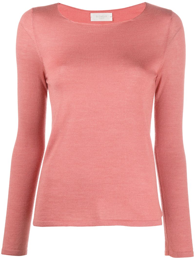 Zanone Round Neck Knit Top In Pink