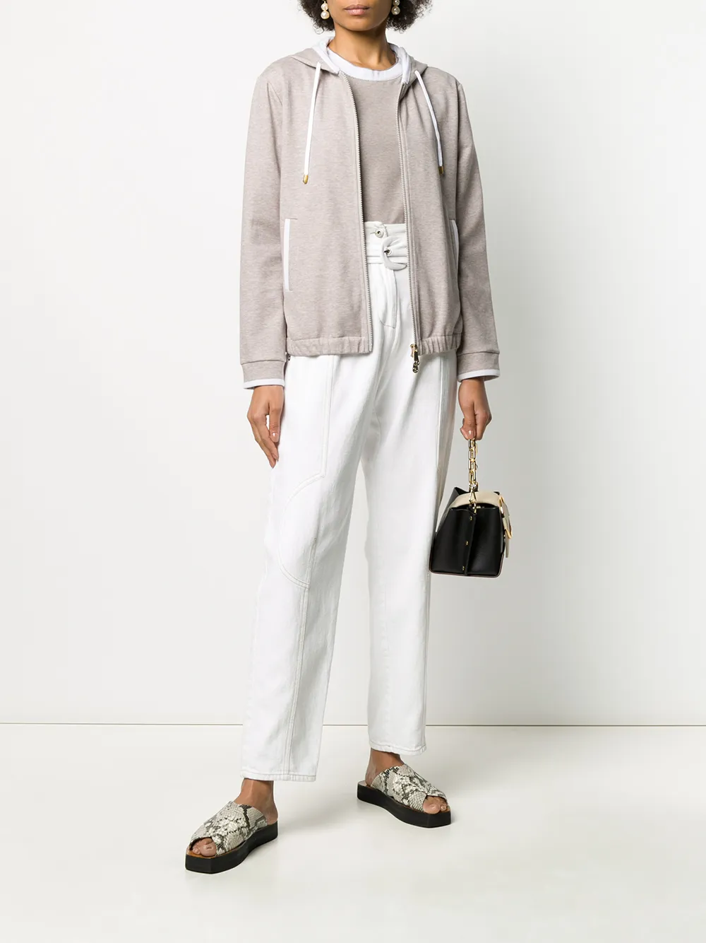 Peserico Hoodie met rits - Beige