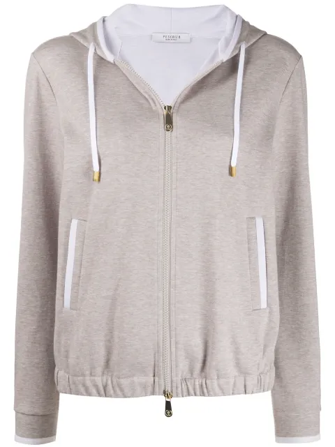 Peserico marl zip through cotton blend hoodie