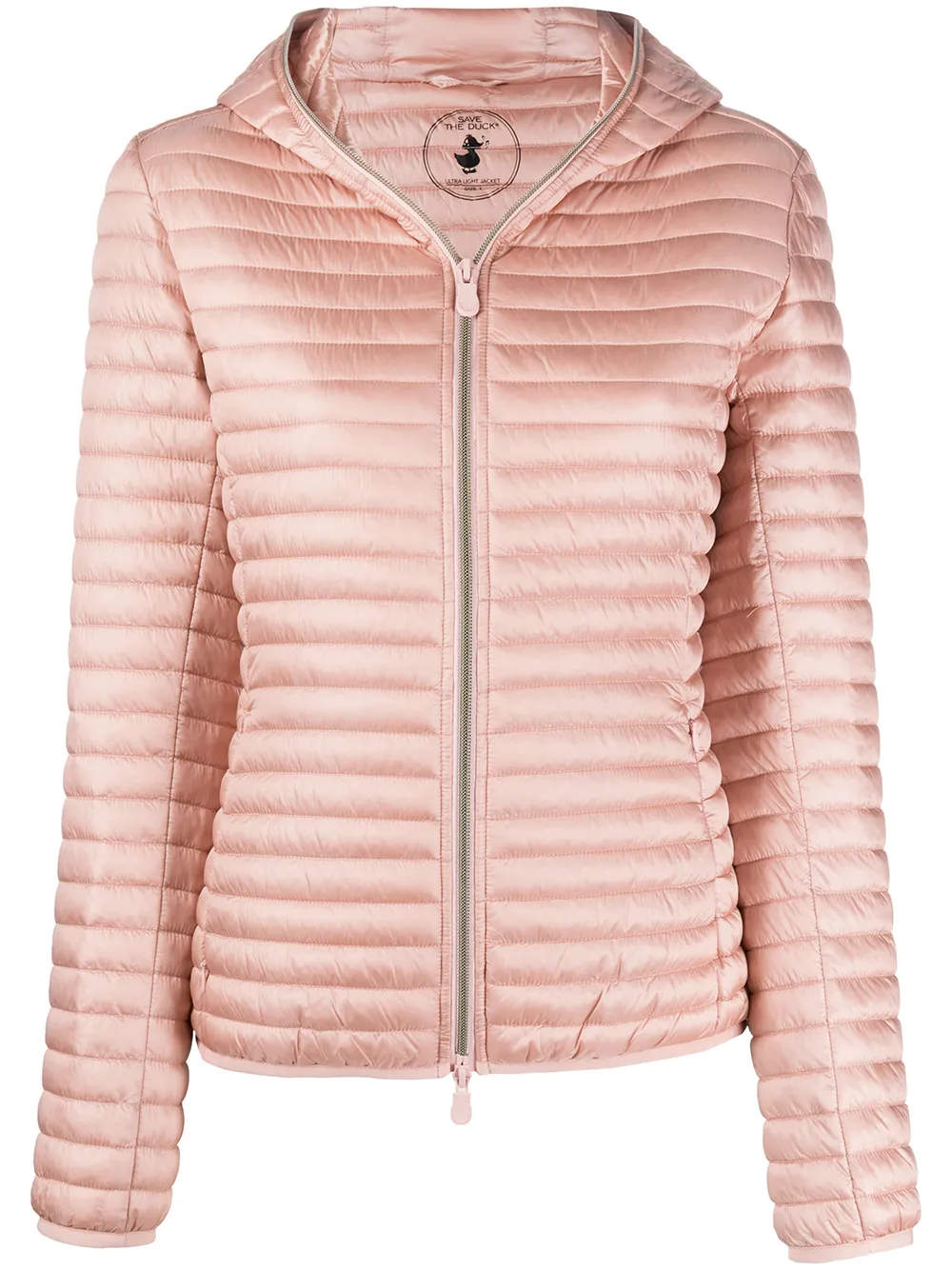 Save The Duck Logo Patch Padded Jacket In Pink