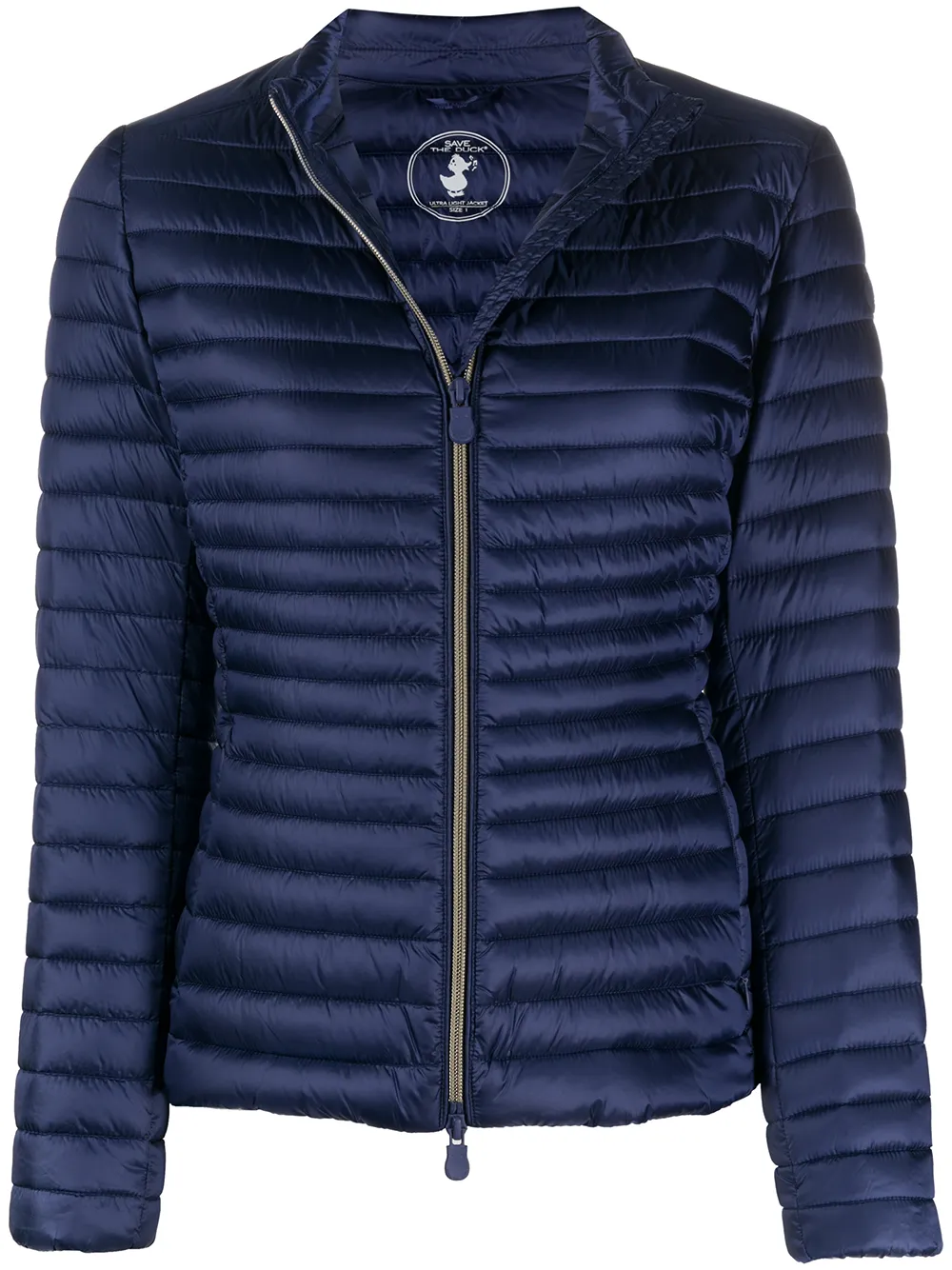 Save The Duck Logo Patch Padded Jacket In Blue