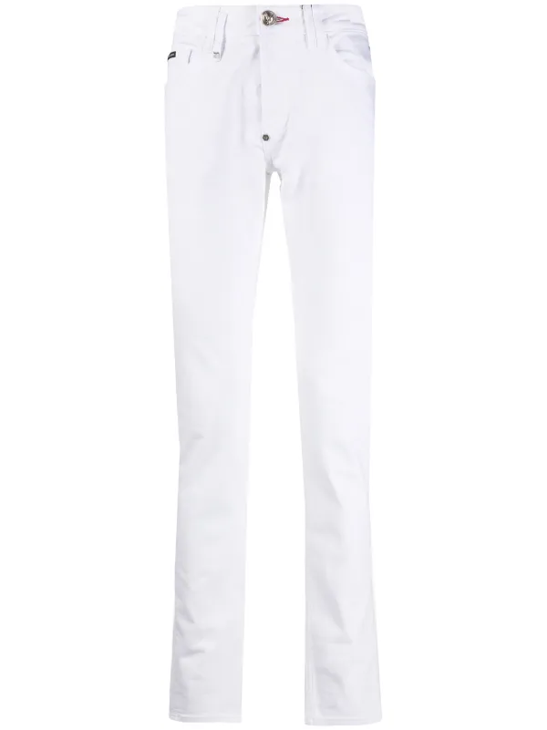 white straight cut jeans