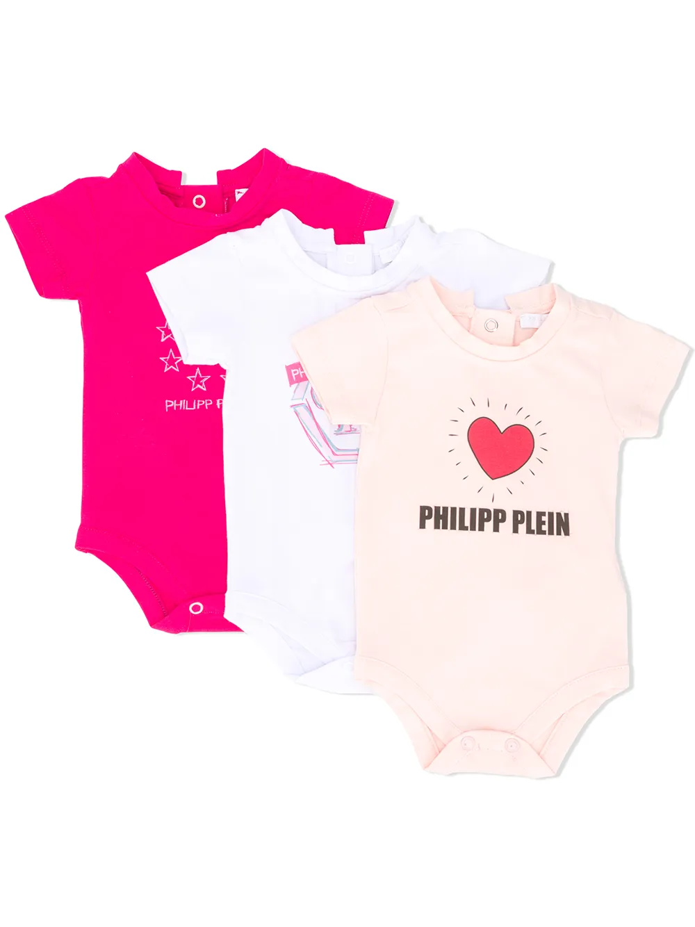 

Philipp Plein Junior three-piece logo bodysuit - Pink