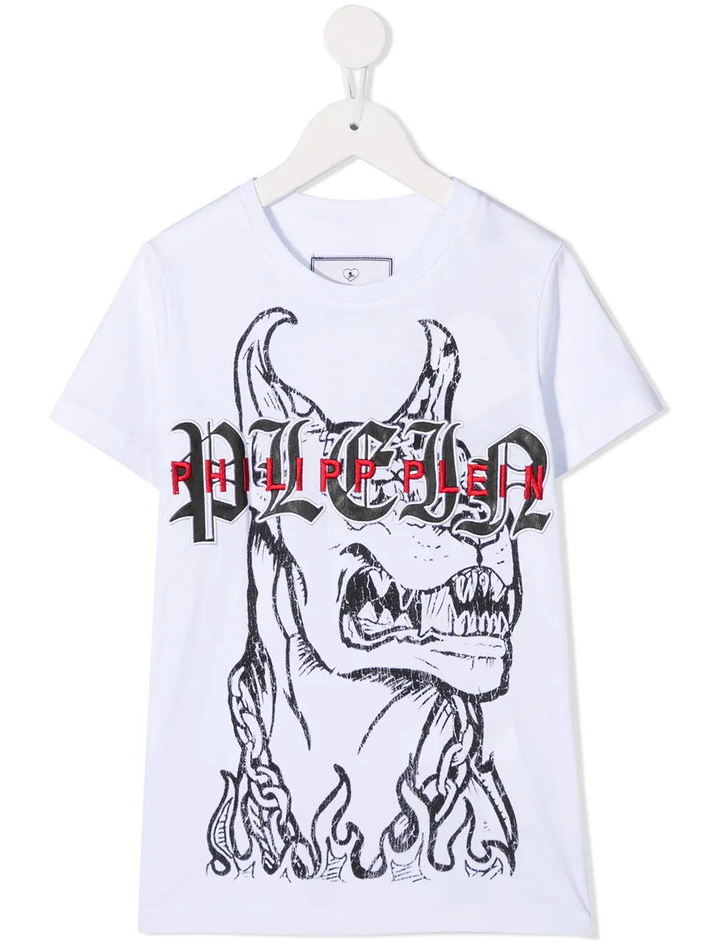Philipp Plein Junior Gothic Dog Print T-shirt In White