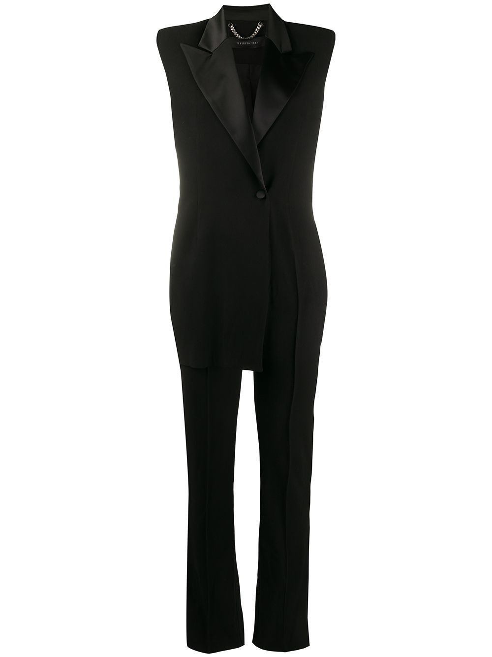 Shop Federica Tosi Satin-trimmed Jumpsuit In Black