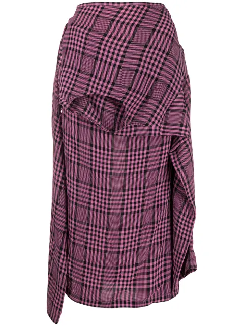 colville plaid asymmetric shirt-style skirt