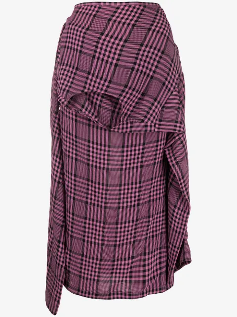 colville plaid asymmetric shirt-style skirt