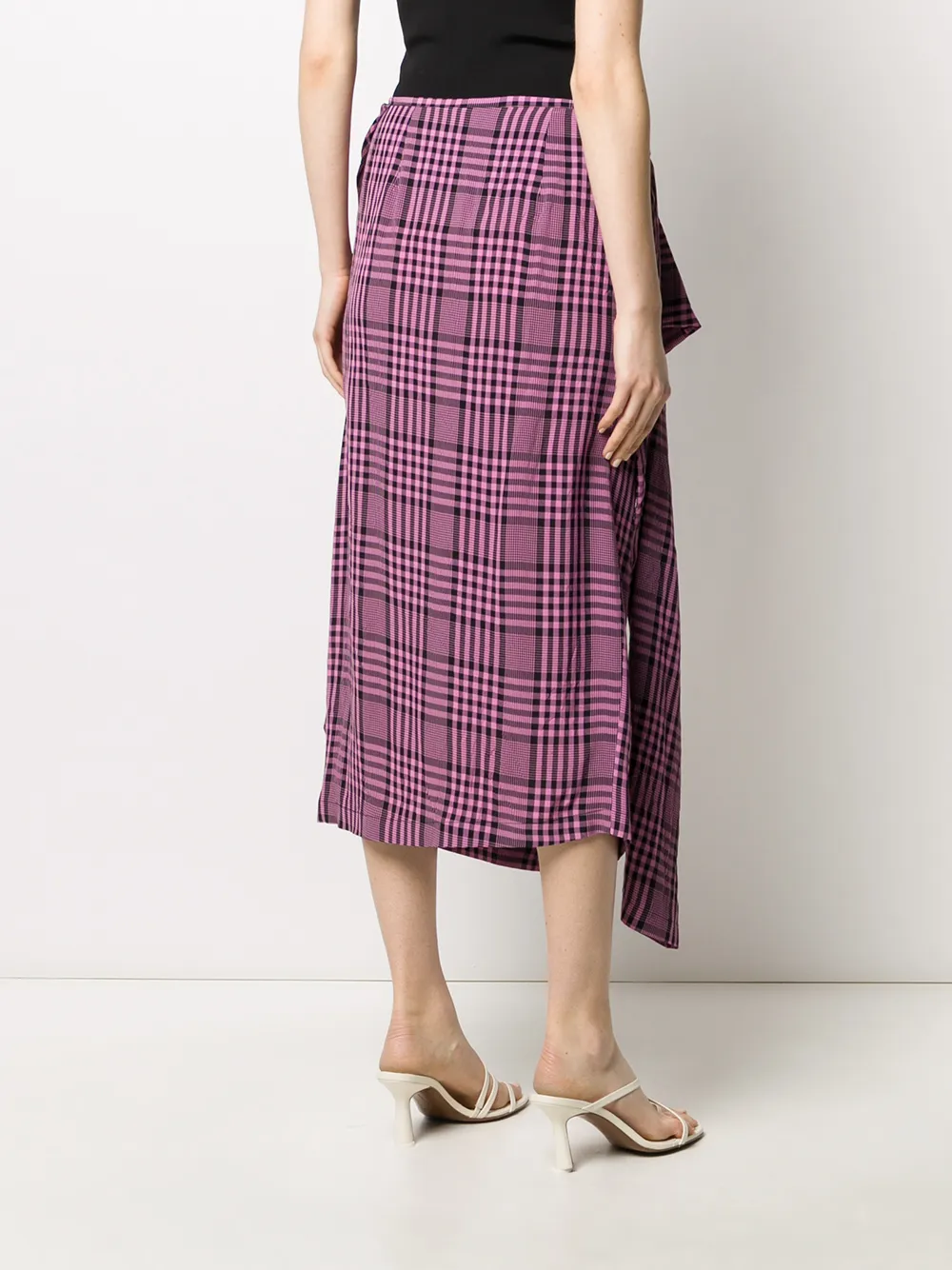 Shop Colville Plaid Asymmetric Shirt-style Skirt In Pink