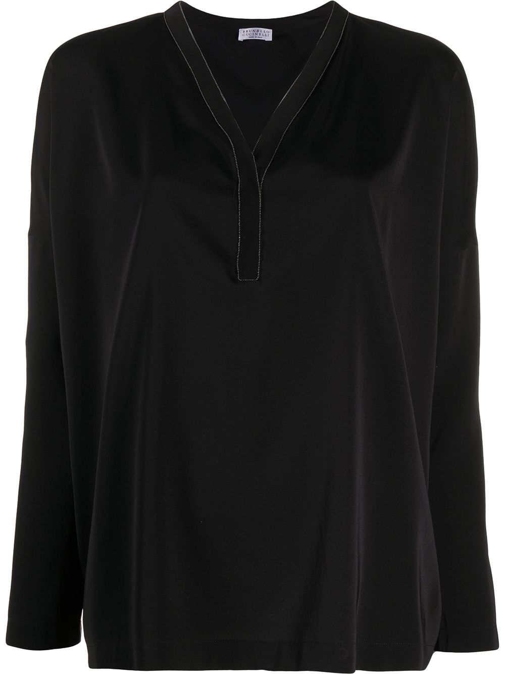 Brunello Cucinelli V-neck Long Sleeve Blouse In Black