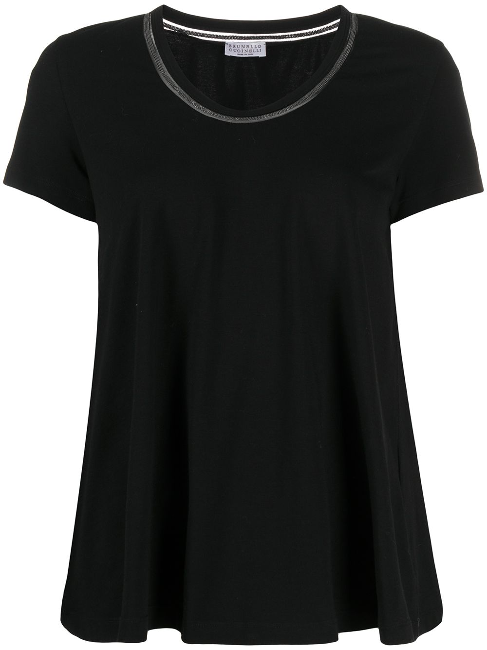 Shop Brunello Cucinelli Embellished Neckline T-shirt In Black