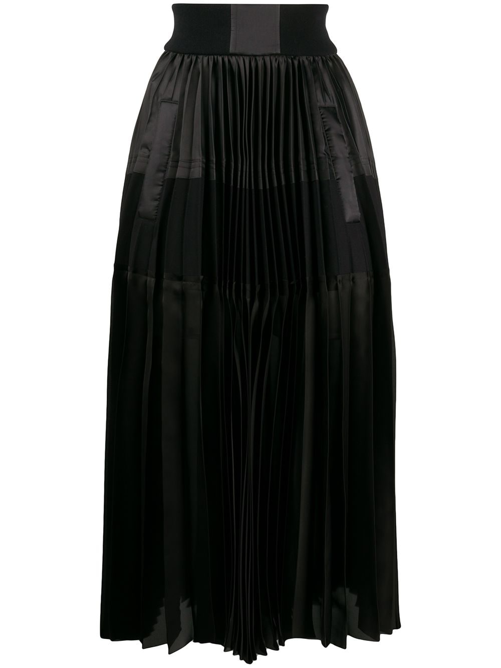 Shop Sacai Pleated Midi Skirt In Black