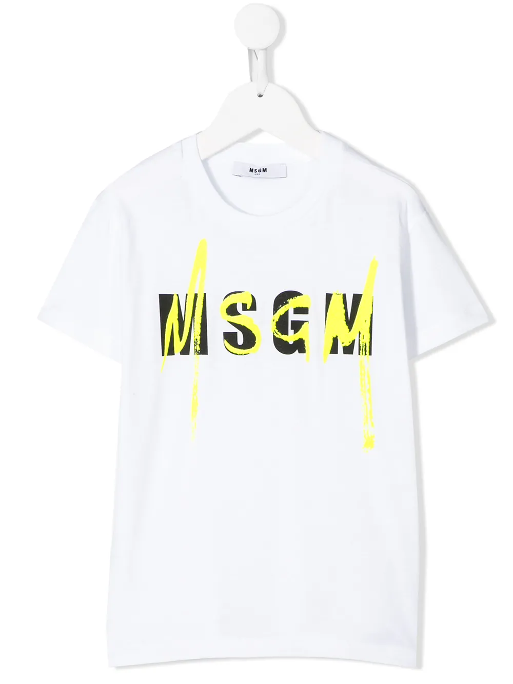 Msgm Kids' Spray Paint Logo Graphic T-shirt In White