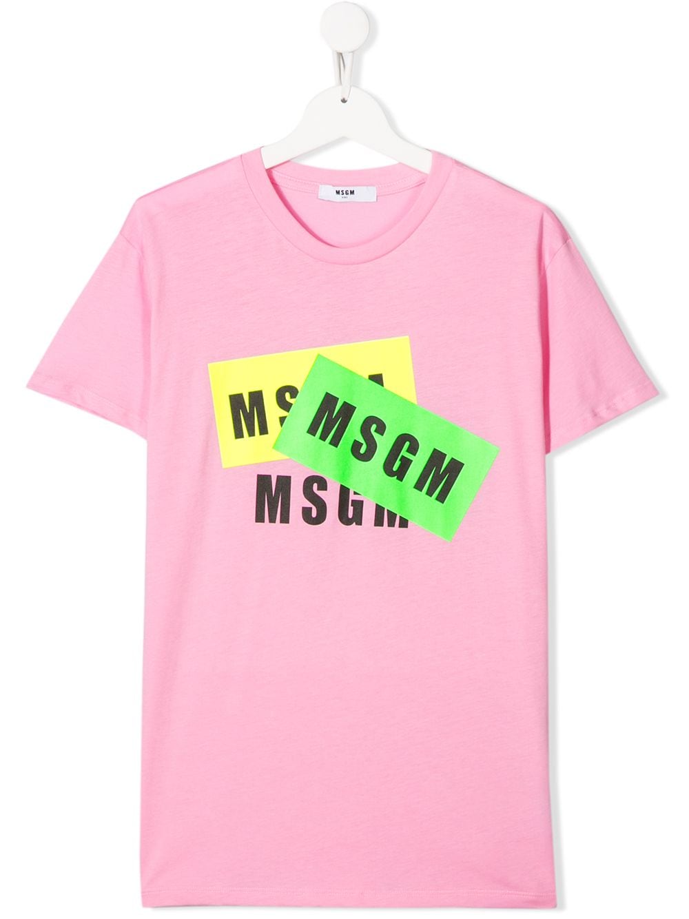 Msgm Teen Graphic Logo Print T-shirt In Pink