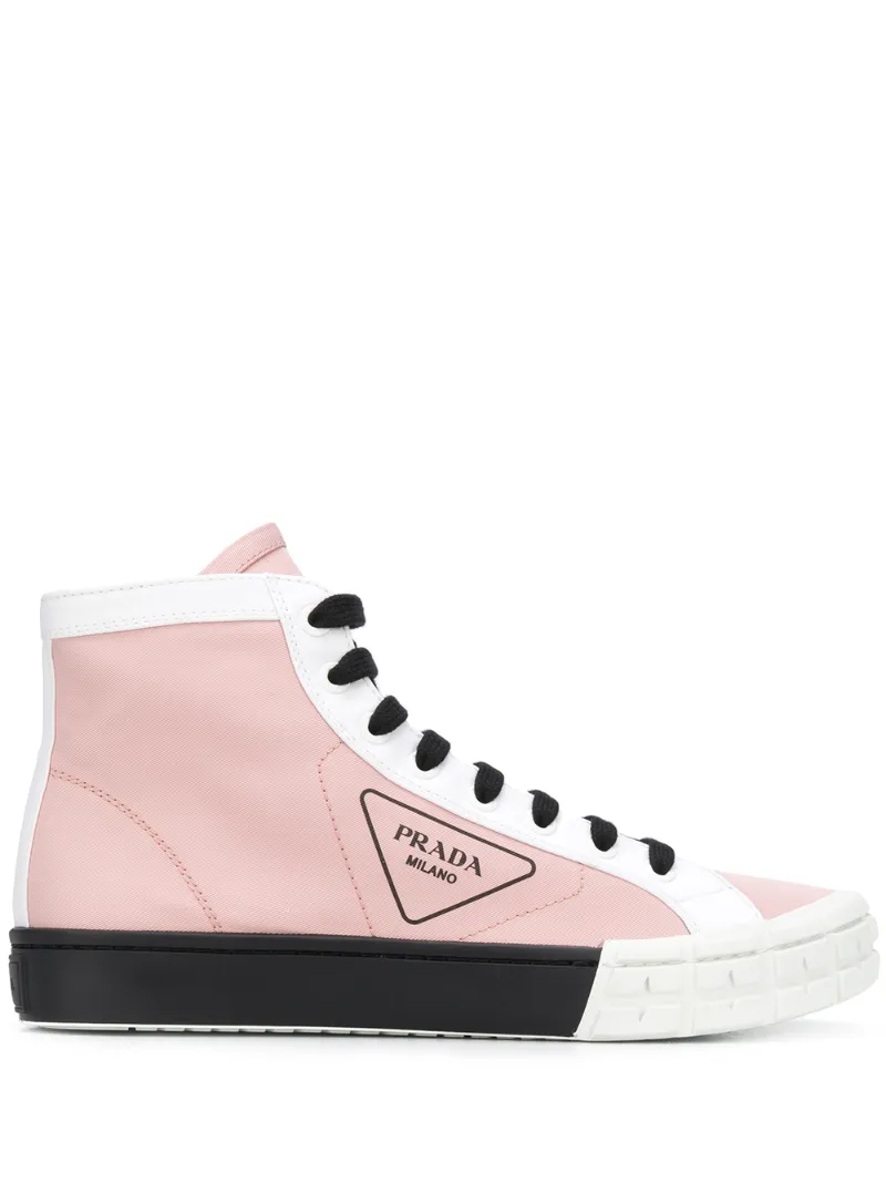 Prada – logo hi-top sneakers – men – Rubber/Fabric – 6.5, 7, 7.5, 8, 8.5, 9, 10, 11 – PINK