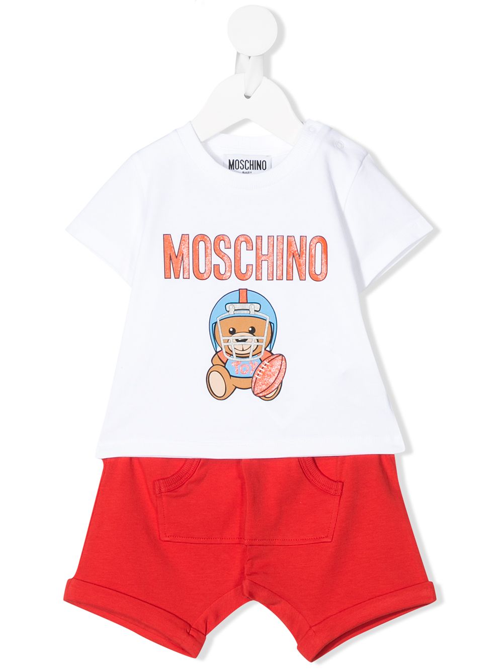 Moschino Babies' Teddybear Print Tracksuit Set In Red