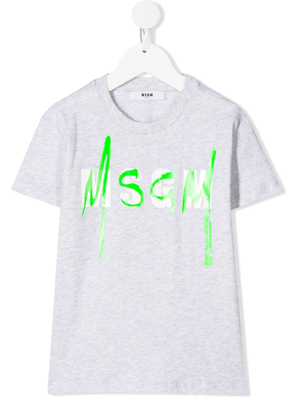Msgm Kids' Paint Brushed Logo T-shirt In Grey