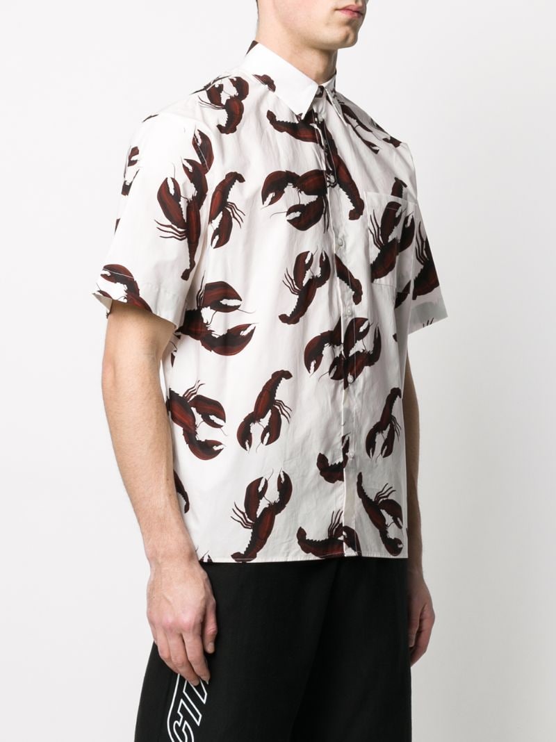 Shop Msgm Lobster-print Short-sleeved Shirt In White