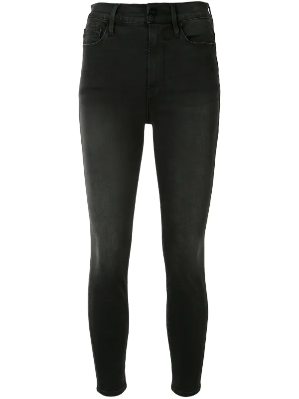 FRAME High Rise Skinny Jeans Black FARFETCH IN