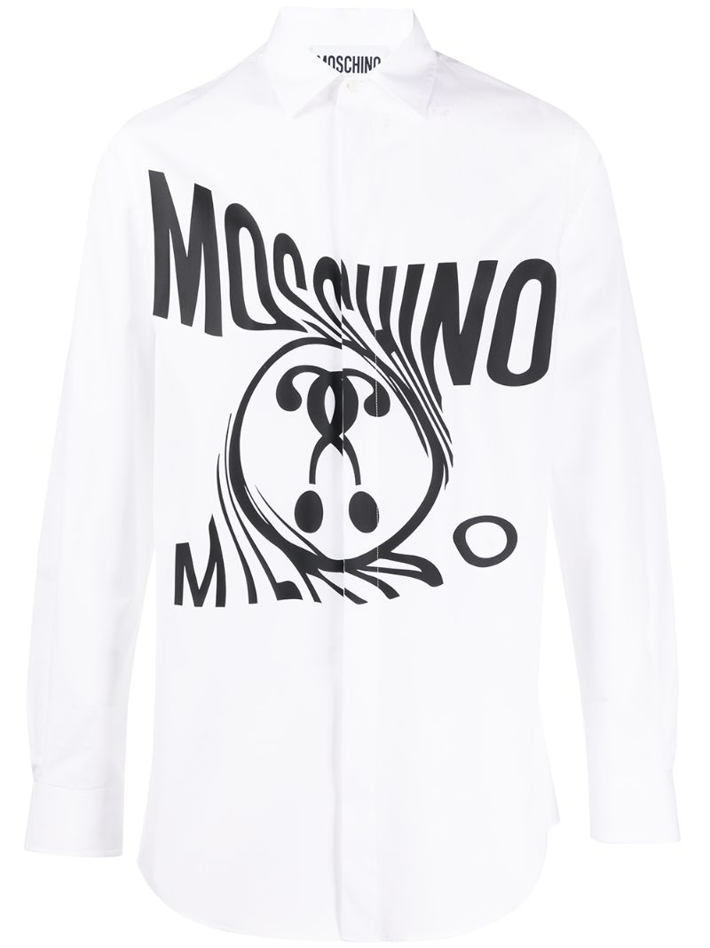 Moschino 扭曲效果logo衬衫 In White