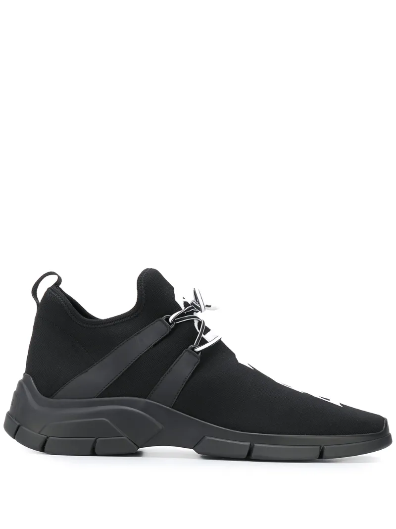 Prada – logo knit sneakers – men – Rubber/Fabric – 6, 6.5, 7, 7.5, 8, 8.5, 9, 9.5, 10, 11 – Black