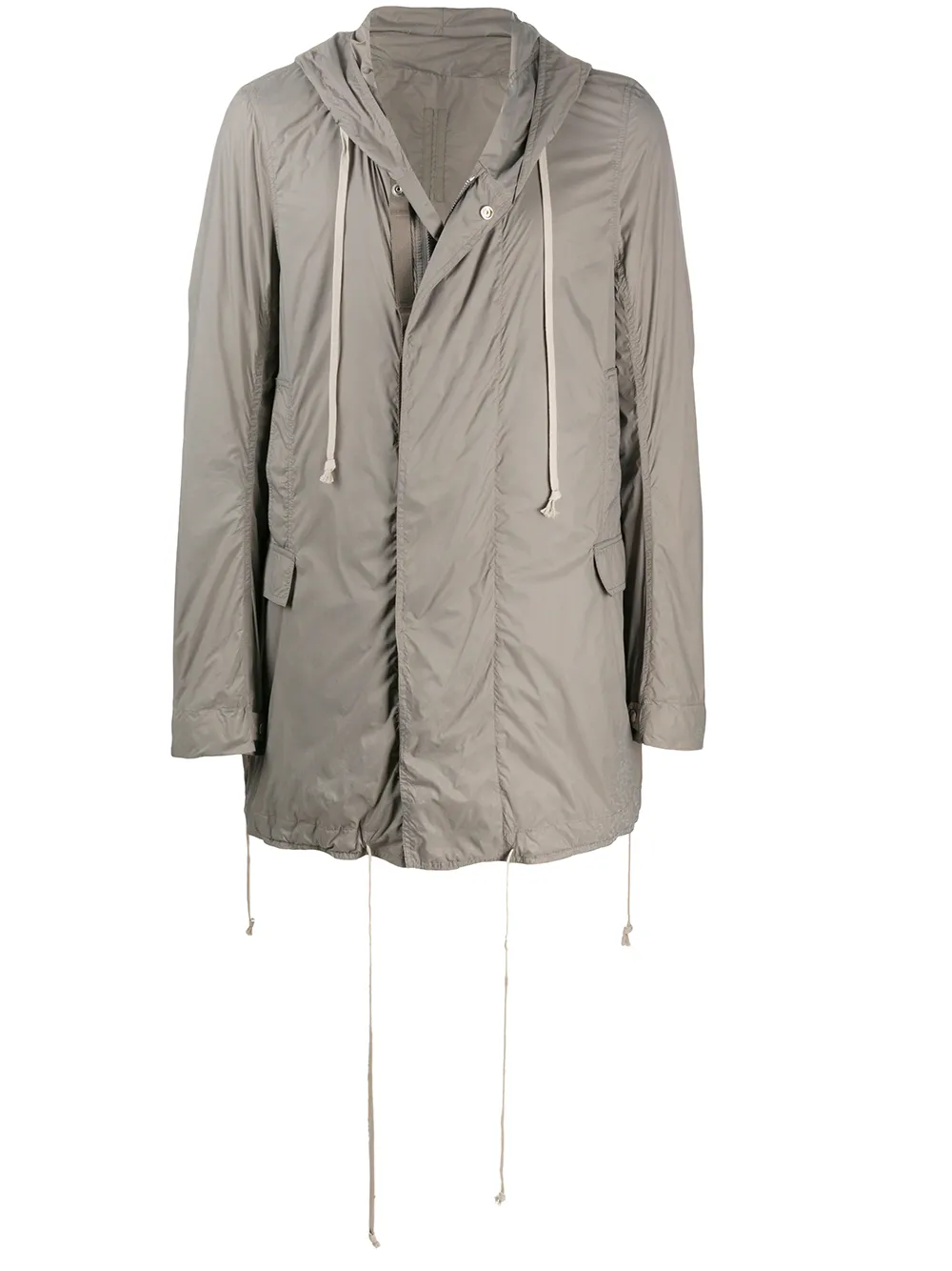 

Rick Owens DRKSHDW impermeable midi con capucha - Gris